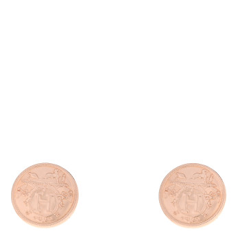HERMES 18K Rose Gold TPM Ex-Libris Stud Earrings