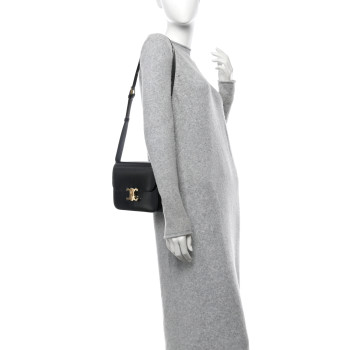 CELINE Shiny Calfskin Medium Triomphe Black