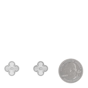 VAN CLEEF & ARPELS 18K White Gold Guilloche Vintage Alhambra Earrings