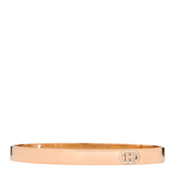 HERMES 18K Rose Gold Diamond PM H D'Ancre Bracelet SH