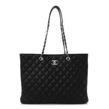 CHANEL Calfskin Quilted Large Classic Shopping Tote Black