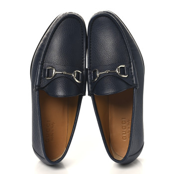 GUCCI Road Calfskin Mens Horsebit Loafers 8.5 Blue