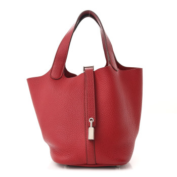 HERMES Taurillon Clemence Picotin Lock 18 PM Rouge Garance