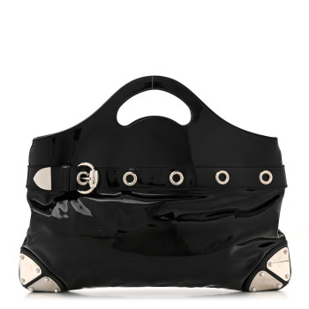GUCCI Patent Romy Medium Tote Black