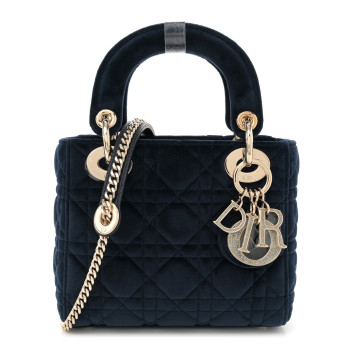 CHRISTIAN DIOR Velvet Mini Lady Dior Navy Blue