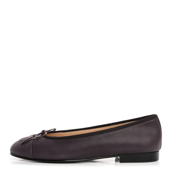 CHANEL Lambskin Cap Toe Ballerina Flats 37 Purple