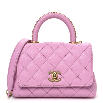 CHANEL Caviar Quilted Extra Mini Coco Chain Handle Flap Pink