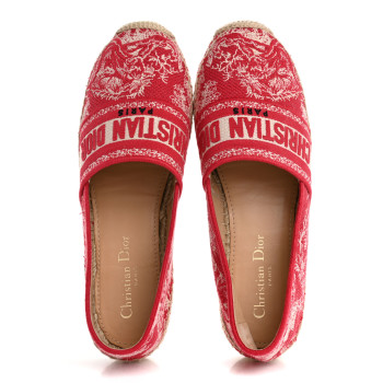 CHRISTIAN DIOR Oblique Embroidered Granville 15mm Espadrilles 38.5 Raspberry