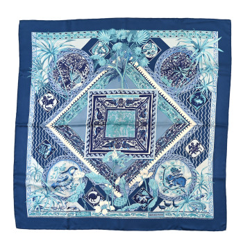 HERMES Silk Le Jardin Des Coptes Scarf 90