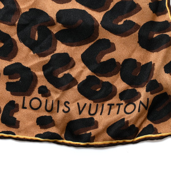 LOUIS VUITTON Silk Leopard Monogram Square Scarf