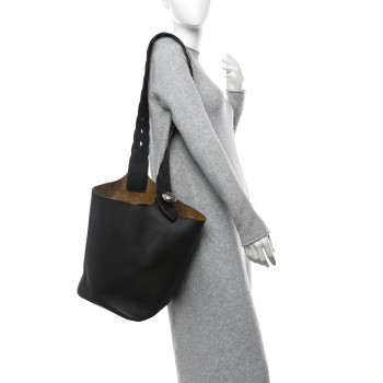 LOEWE Smooth Calfskin Medium Pebble Bucket Bag Dark Brown