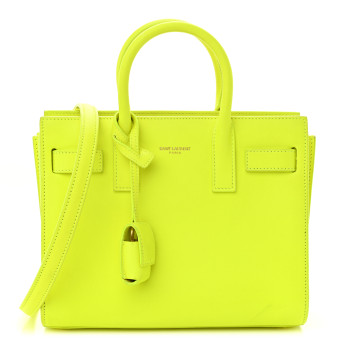 SAINT LAURENT Calfskin Nano Sac De Jour Neon Yellow