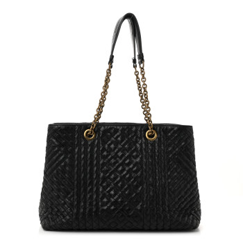BOTTEGA VENETA Lambskin Intrecciato Boutis MediumTote Black