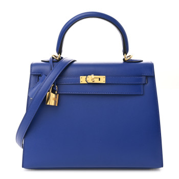 HERMES Box Kelly Sellier 25 Bleu Electrique
