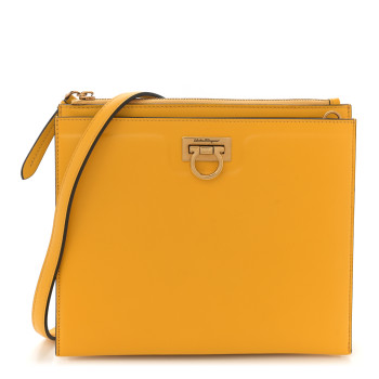 SALVATORE FERRAGAMO Calfskin Trifolio Crossbody Bag Sunshine