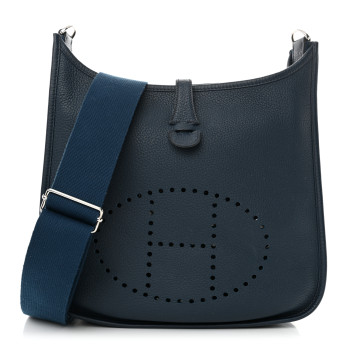 HERMES Taurillon Clemence Evelyne III PM Bleu De Prusse