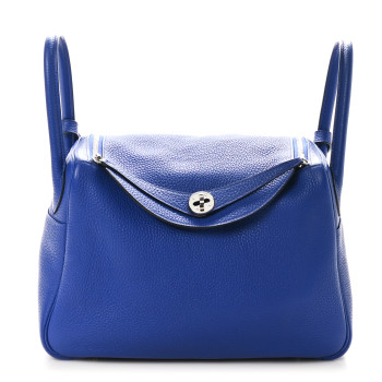 HERMES Taurillon Clemence Lindy 30 Bleu Electrique