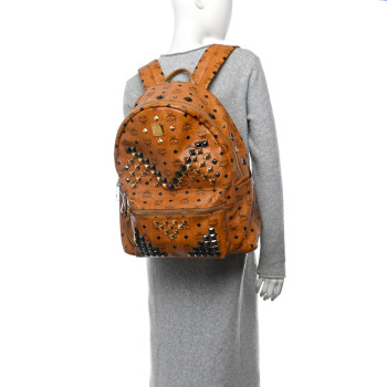 MCM Visetos Studded Large Stark M Backpack Cognac