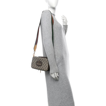 GUCCI GG Supreme Monogram Web Neo Vintage Shoulder Bag Beige New Acero Crop