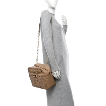 SALVATORE FERRAGAMO Calfskin Gancini Shoulder Bag Beige