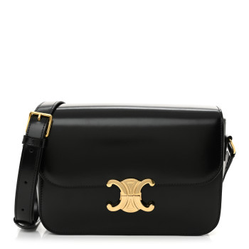 CELINE Shiny Calfskin Medium Triomphe Black