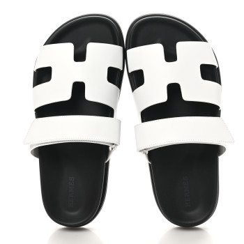 HERMES Calfskin Womens Chypre Sandals 37 White