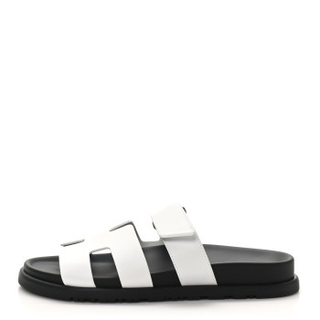 HERMES Calfskin Womens Chypre Sandals 37 White