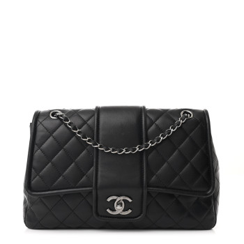 CHANEL Lambskin Quilted Elementary Chic Flap Black
