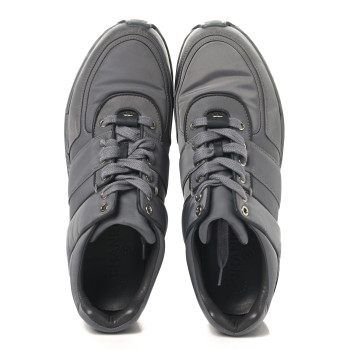 CHANEL Calfskin Nylon Womens CC Sneakers 41.5 Grey
