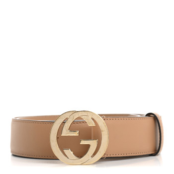 GUCCI Calfskin Interlocking G 37mm Belt 95 38 Camelia