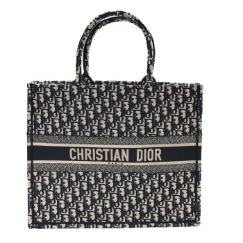 CHRISTIAN DIOR Oblique Large Book Tote Blue Multicolor