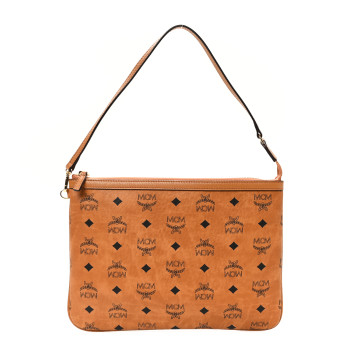 MCM Visetos Liz Shopper Tote Pouch Cognac