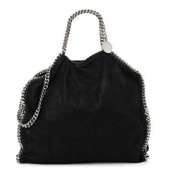 STELLA MCCARTNEY Shaggy Deer Small Falabella Fold Over Tote Black