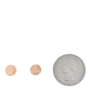 HERMES 18K Rose Gold TPM Ex-Libris Stud Earrings