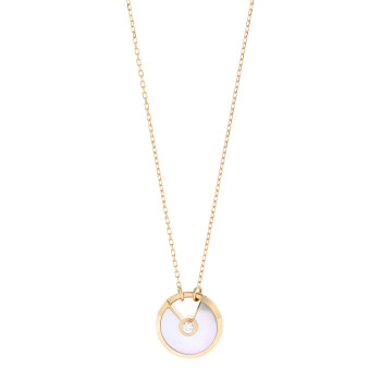 CARTIER 18K Yellow Gold Diamond Mother of Pearl SM Amulette de Cartier Pendant Necklace
