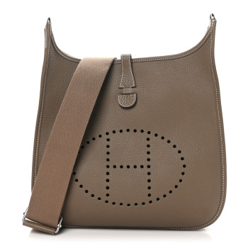 HERMES Taurillon Clemence EVELYNE III PM Etoupe