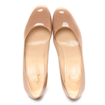 CHRISTIAN LOUBOUTIN Patent Lady Gena 85 Pumps 38.5 Nude
