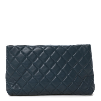 CHANEL Lambskin Quilted Clutch  Turquoise