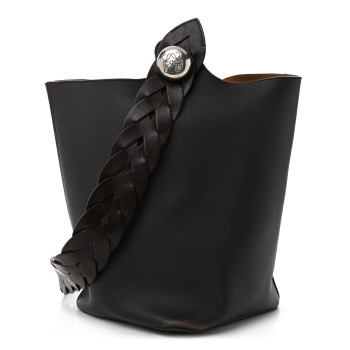 LOEWE Smooth Calfskin Medium Pebble Bucket Bag Dark Brown