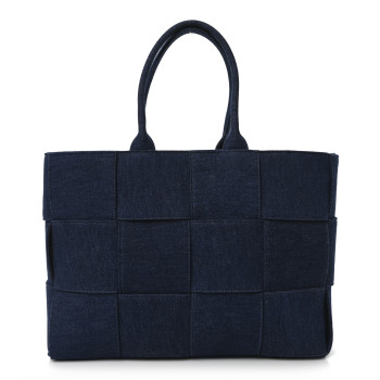 BOTTEGA VENETA Denim Maxi Intrecciato Mens Arco Tote