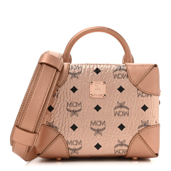 MCM Metallic Visetos Berlin Top Handle Crossbody Champagne