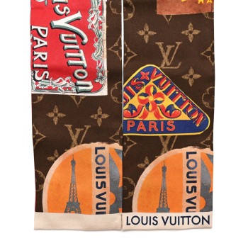LOUIS VUITTON Silk Monogram Flight Mode Elysee Palace Hotel Bandeau Brown
