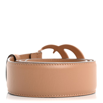 GUCCI Azalea Calfskin Enamel Monochrome Double G 40mm Belt 80 32 Camelia