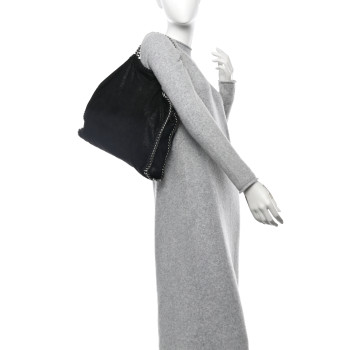 STELLA MCCARTNEY Shaggy Deer Small Falabella Fold Over Tote Black