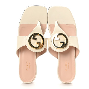 GUCCI Malaga Kid Blondie Thong Sandals 37.5 Mystic White