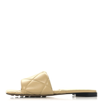 BOTTEGA VENETA Nappa Quilted Rubber Lido Flat Sandals 39.5 Cane Sugar