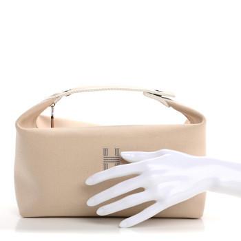 HERMES Canvas Large Bride-A-Brac Pouch Natural