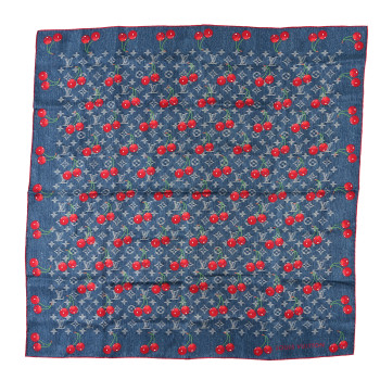 LOUIS VUITTON LV X TM Wool Monogram Cerise Shawl Denim Blue