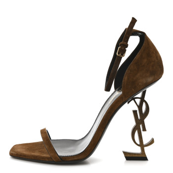 SAINT LAURENT Suede Calfskin Opyum 110 Sandals 38 Cachemere Gold