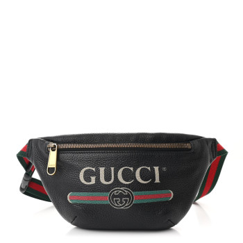 GUCCI Grained Calfskin Small Logo Belt Bag Black